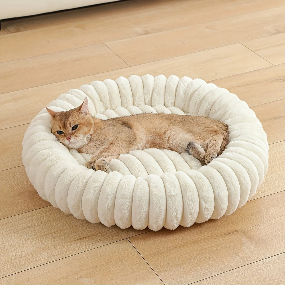 panier a chat rond blanc ultra moelleux
