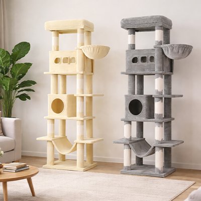 Arbre à Chat deux coloris un beige et l autre gris