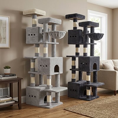 Arbre à chat meme modele un gris clair et un gris fonce