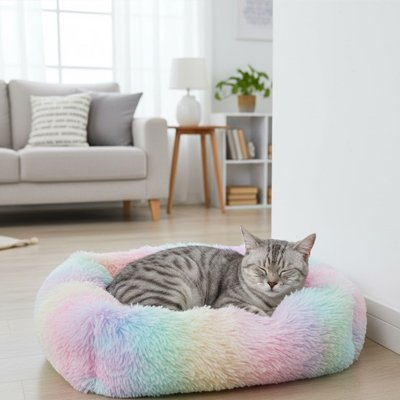 coussin a chat carre ultra moelleux multi color