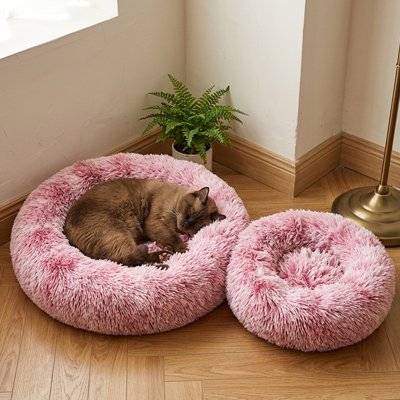 Coussin à chat rond et rose deux tailles 