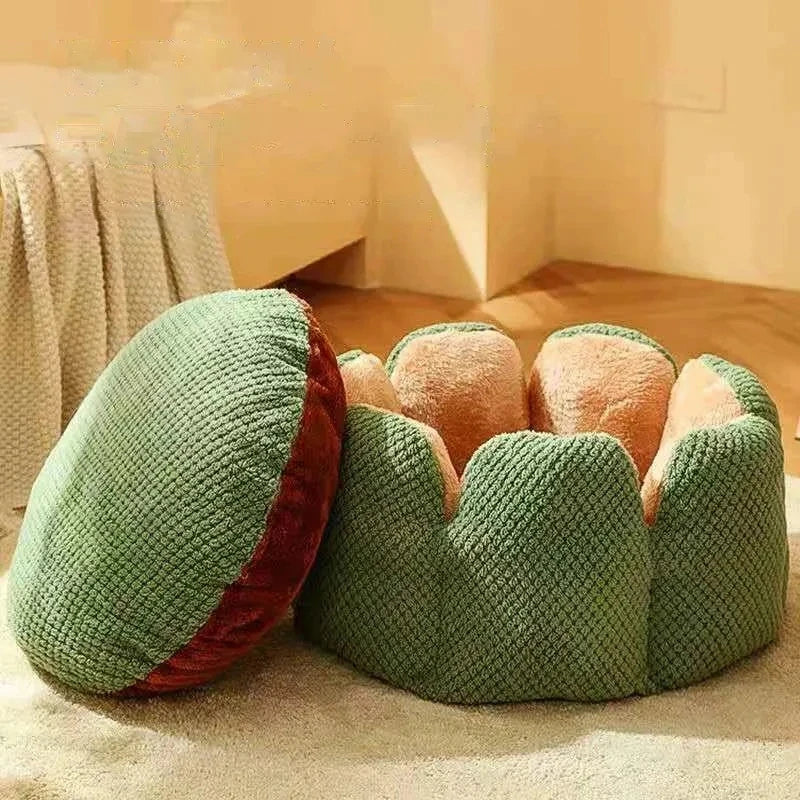 coussin a chat tres confortable en forme de plante verte