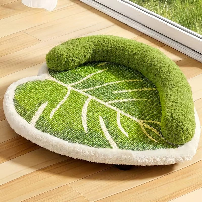 coussin chat en forme de feuille verte repose tete integre