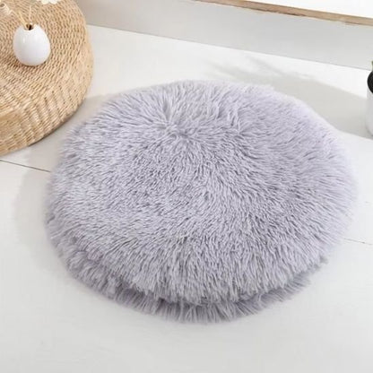 Coussin chat peluche gris