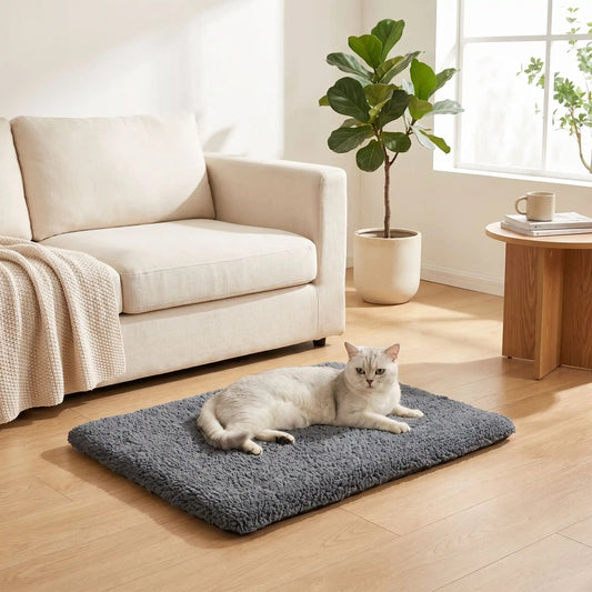 coussin chauffant chat rectangulaire et gris doux et confortable