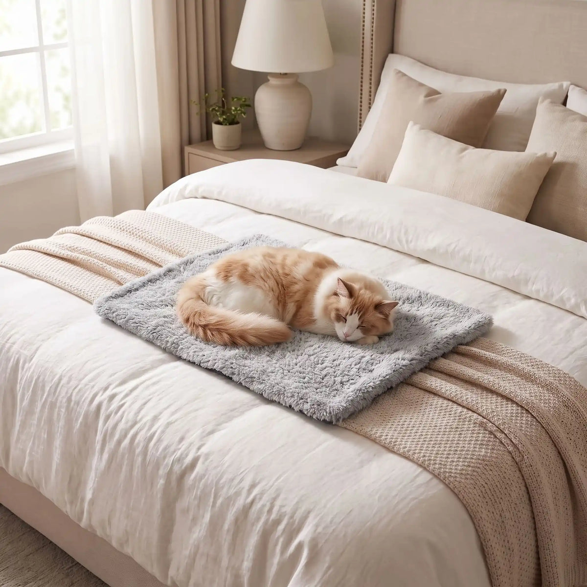 coussin chauffant pour chat rectangulaire doux et confortable