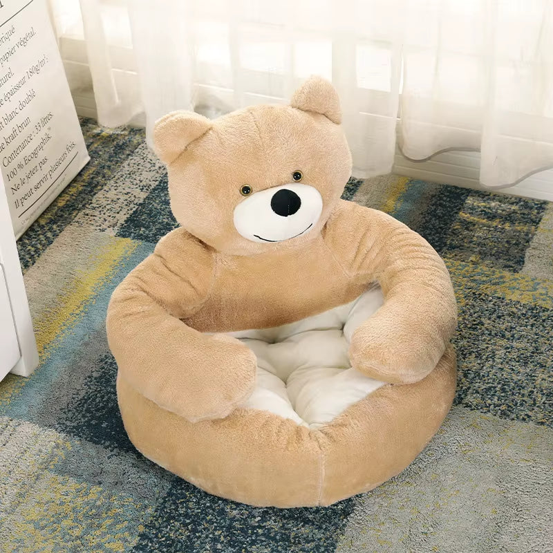 coussin pour chat en forme de nounours beige confortable