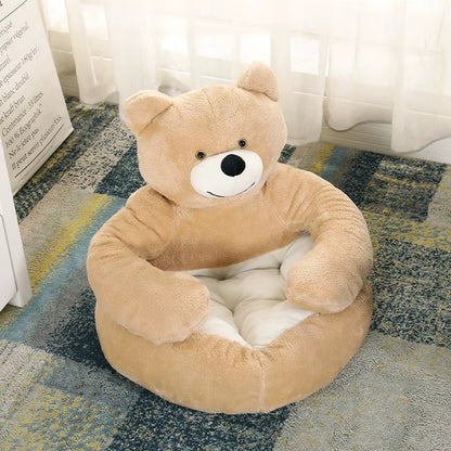 coussin pour chat en forme de nounours beige confortable