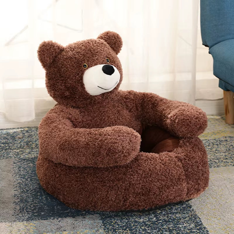coussin pour chat en forme de nounours brun moelleux