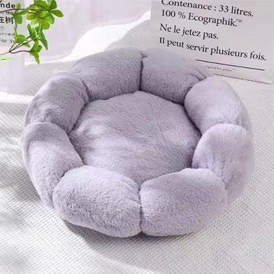 Coussin pour chat forme fleur gris