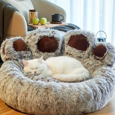coussin pour chat forme patte chat  animal dormant dedans