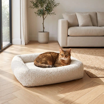 coussin pour chat moelleux avec tissu bouclettes doux