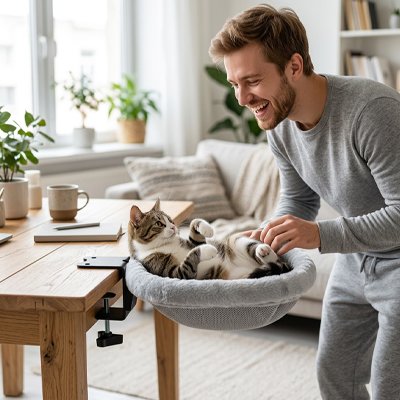 Hamac chat demi sphere avec grosse pince de serrage