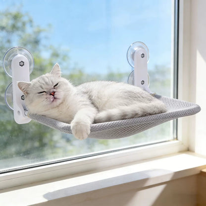hamac chat fenetre gris fixe avec quatre grosses ventouses
