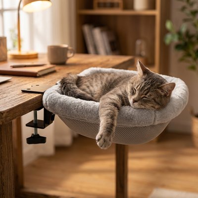 Hamac chat gris et confortable en forme de nid