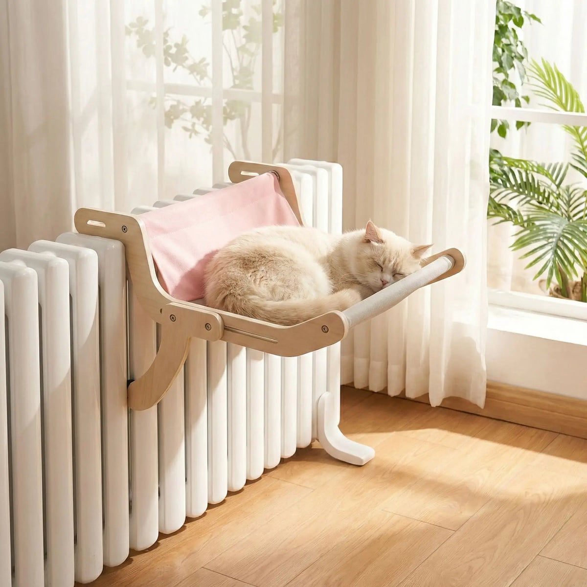 hamac chat pour radiateur bois et tissu doux