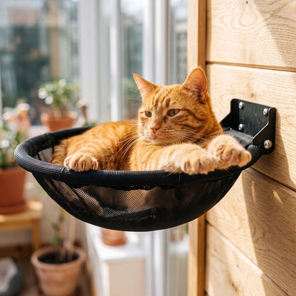 Hamac Chat rond noir fixe sur un mur