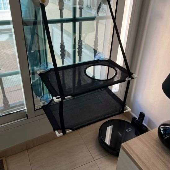 hamac fenetre pour chat deux niveaux tenu avec six ventouses
