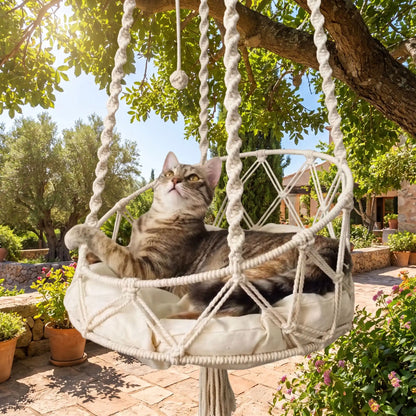 hamac pour chat à suspendre avec petit pompon pour jouer