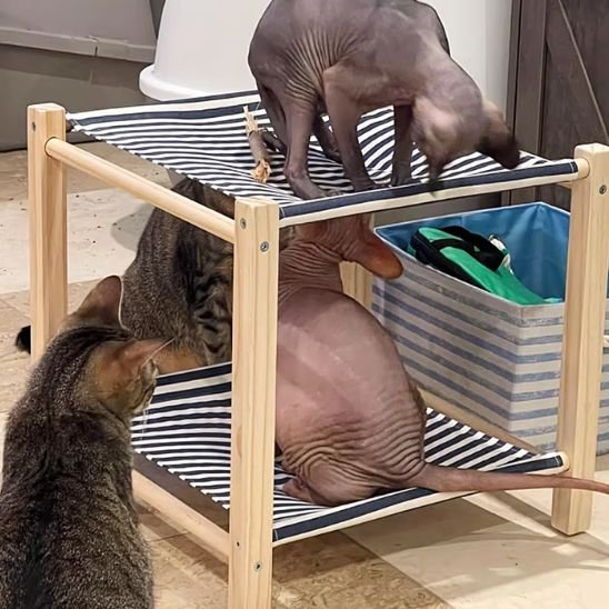 hamac pour chat bois et tissu deux places