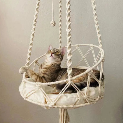 hamac pour chat cordelettes blanc crème