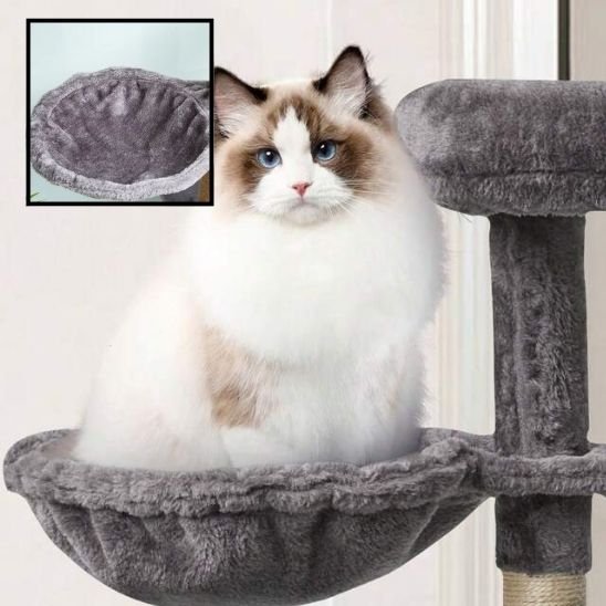 Hamac pour chat gris avec chat dedans