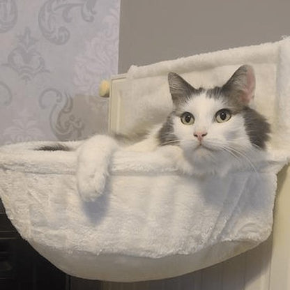 hamac pour chat radiateur blanc en polaire douce
