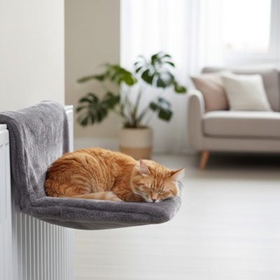 Hamac pour Chat radiateur chat dormant dedans