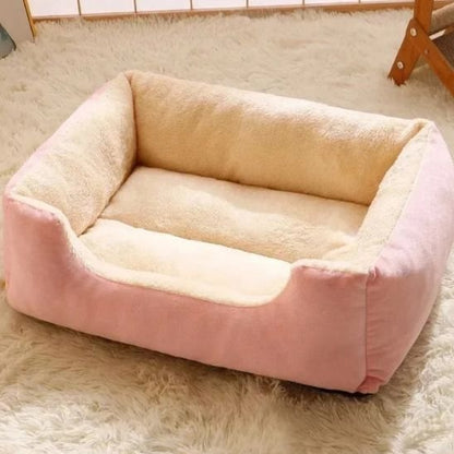 Lit chat rectangulaire rose et creme