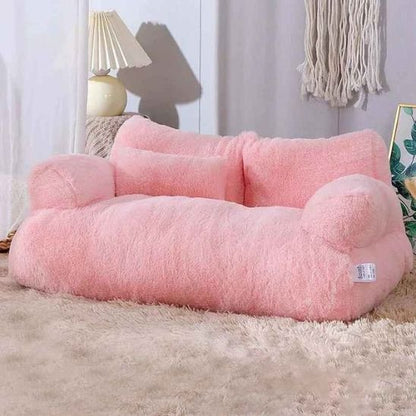 lit pour chat rose en forme de canapé 