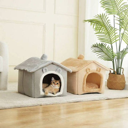 maison chat deux modeles avec petites oreilles decoratives chats dedans