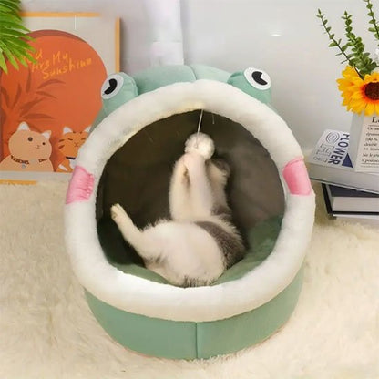 maisons pour chat vert tête de grenouille jouet suspendu chat couche dedans