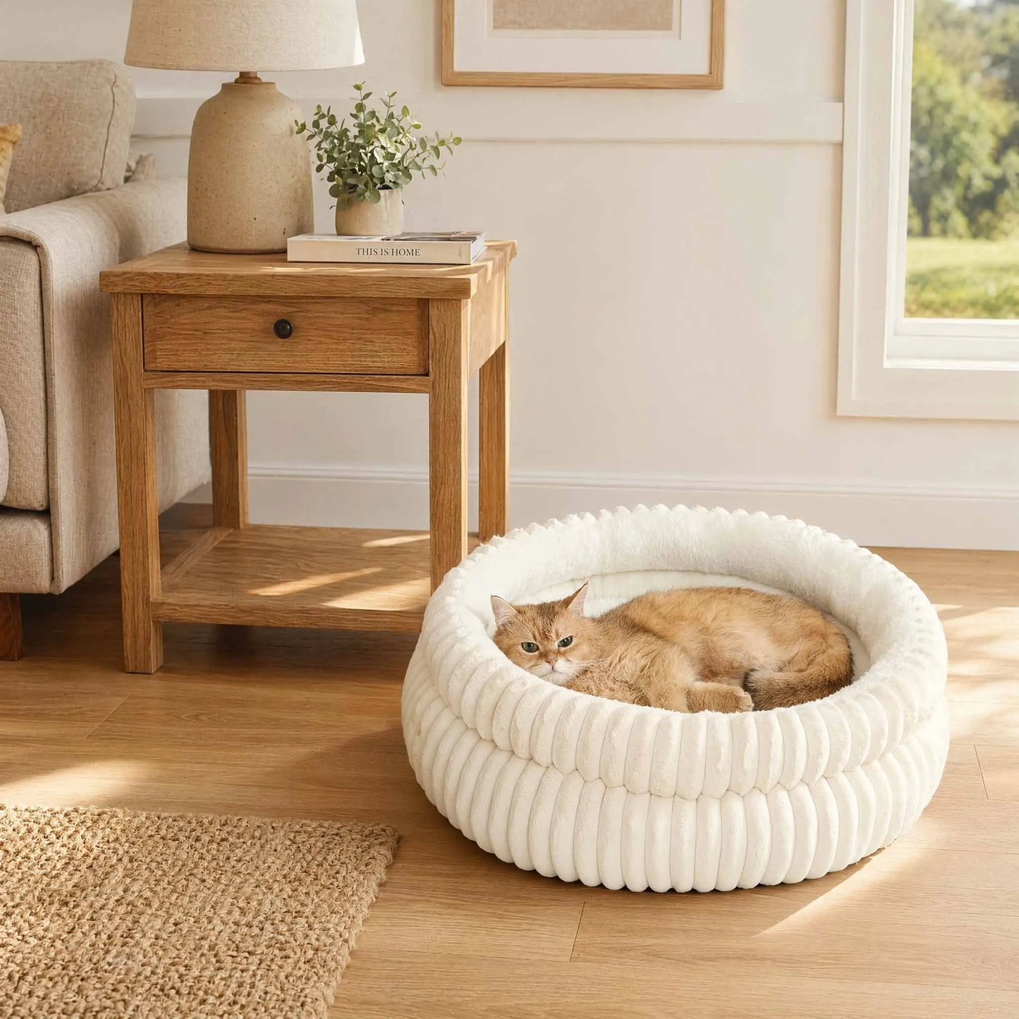 panier a chat blanc rond cotele ultra confortable