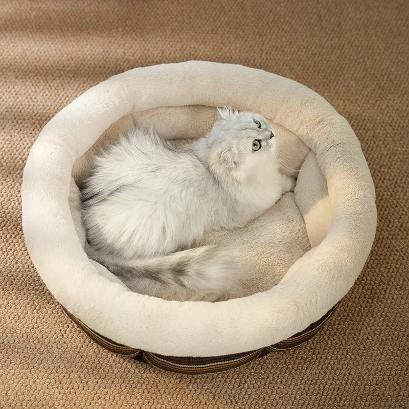 panier a chat fausse fourrure ultra douce et moelleux