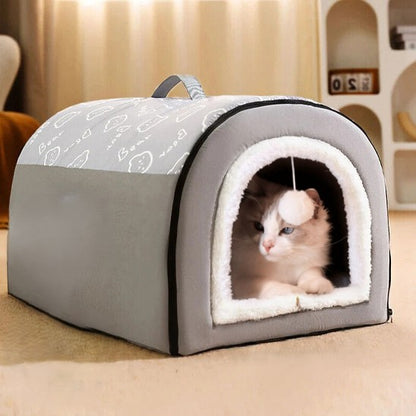 panier chat comme une grotte avec pompon pour jouer