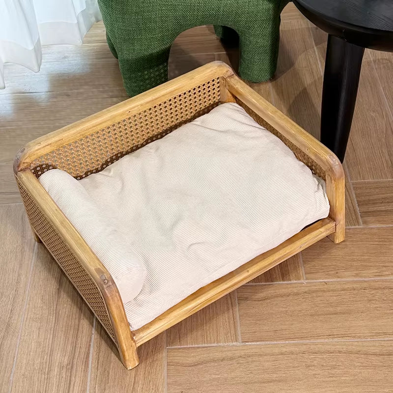 panier chat osier avec coussin blanc et moelleux et doux