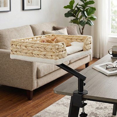 panier chat osier confortable sur bras rotatif