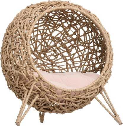 panier en osier pour chat demonstration vide coussin moelleux interieur