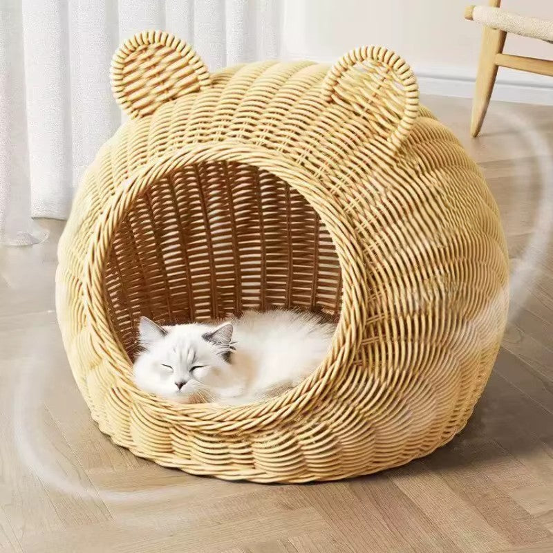 panier osier pour chat aere et confortable