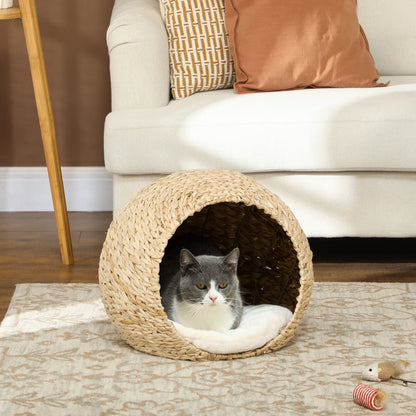 panier pour chat en osier boule confortable