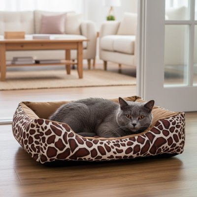 Panier pour Chat rectangulaire motif girafe confortable