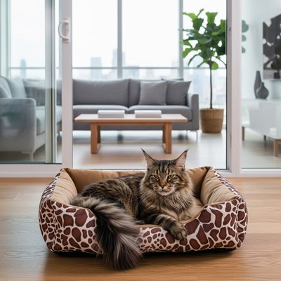 panier pour chat rectangulaire girafe doux et moelleux