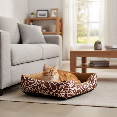 Panier pour Chat rectangulaire motif girafe 