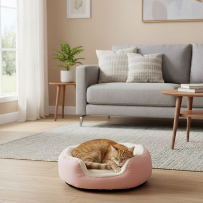 panier pour chat rond rose et très moelleux