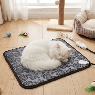 Tapis pour chat electrique avec telecommande chat blanc dormant dessus