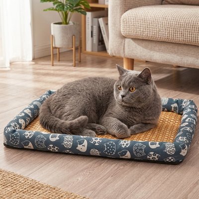 Tapis rafraichissant Chat avec chat gris couche dedans