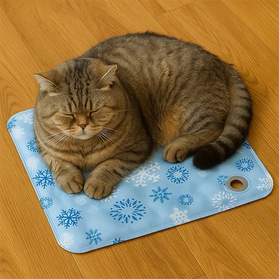 Tapis rafraichissant Chat bleu avec un chat dessus