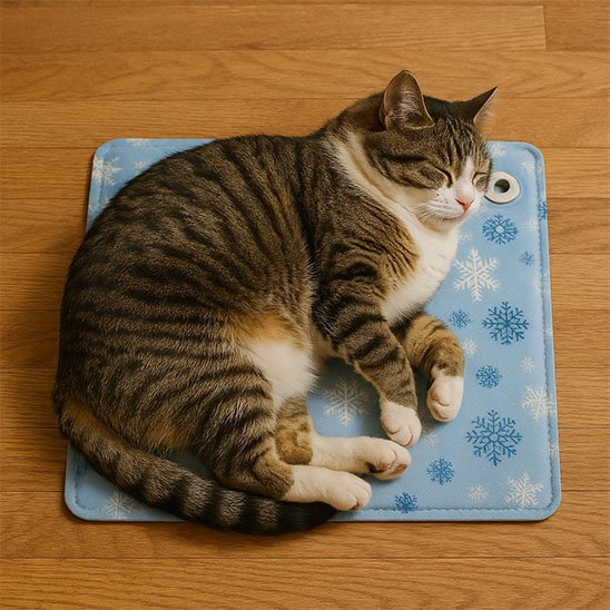 Tapis rafraichissant Chat bleu clair chat couche dessus
