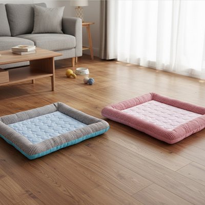 Tapis rafraichissant Chat deux modeles un rose et un bleu