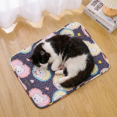 Tapis rafraichissant Chat rectangulaire avec un chat blanc et noir dessus  
